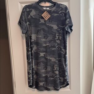 Cherish Gray Camouflage T-Shirt Dress